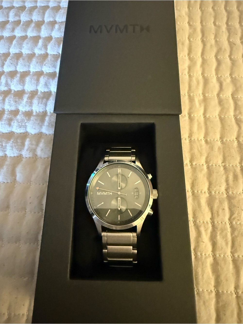 MVMT Silver Stainless Steel Chronograph Watch with Green Dial
